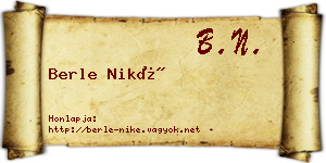 Berle Niké névjegykártya